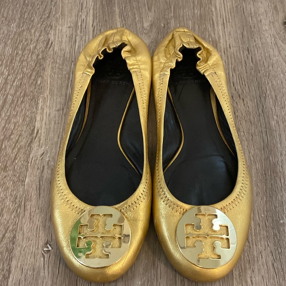 Tory Burch Gold Ballet Flats Size 7